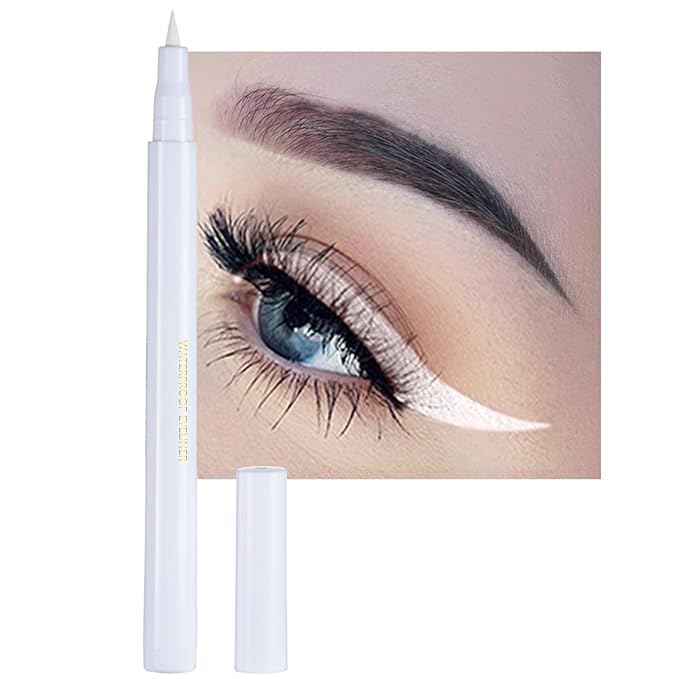 Liquid Eyeliner, White Eyeliner Liquid, Long-lasting Colored Eyeliners, White Black Red Brown Green Purple Waterproof High-pigmented Colorful Eyeliners for Eye Makeup,1PC White