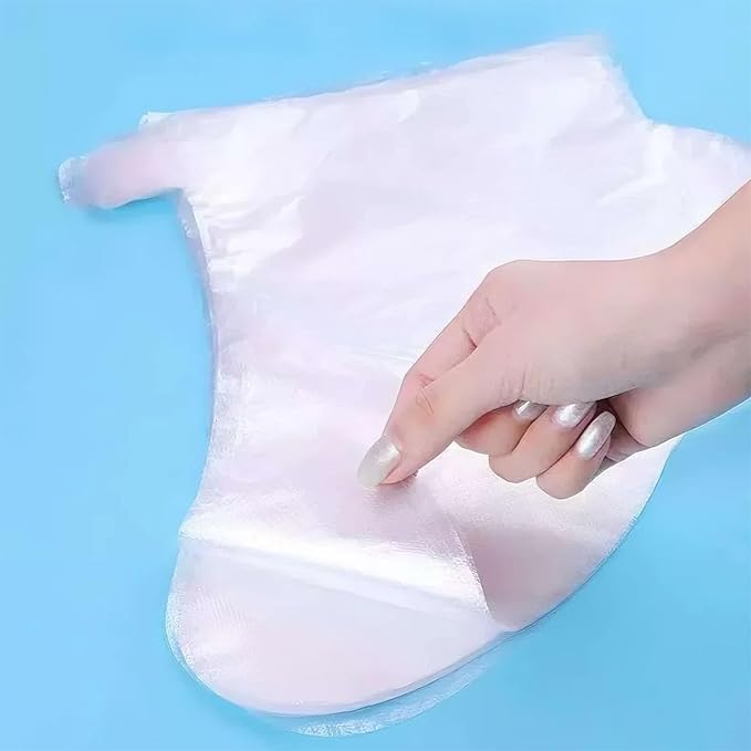 400-Pack Disposable Plastic Foot Covers for Feet – Leak-Proof Paraffin Wax Bath Liners, Moisturizing Socks for Pedicure, Spa, Cracked Heel Care & Shoe Trials (Includes Stickers for Secure Fit)