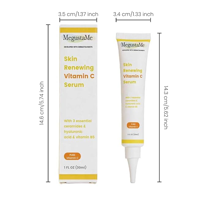 Skin Renewing Vitamin C Serum 30ml - Pure Vitamin C Serum Dermatologist Developed Brightening Antioxidant Face Serum for Glowing Skin,Hydrating Skin Barrier Repair Serum.