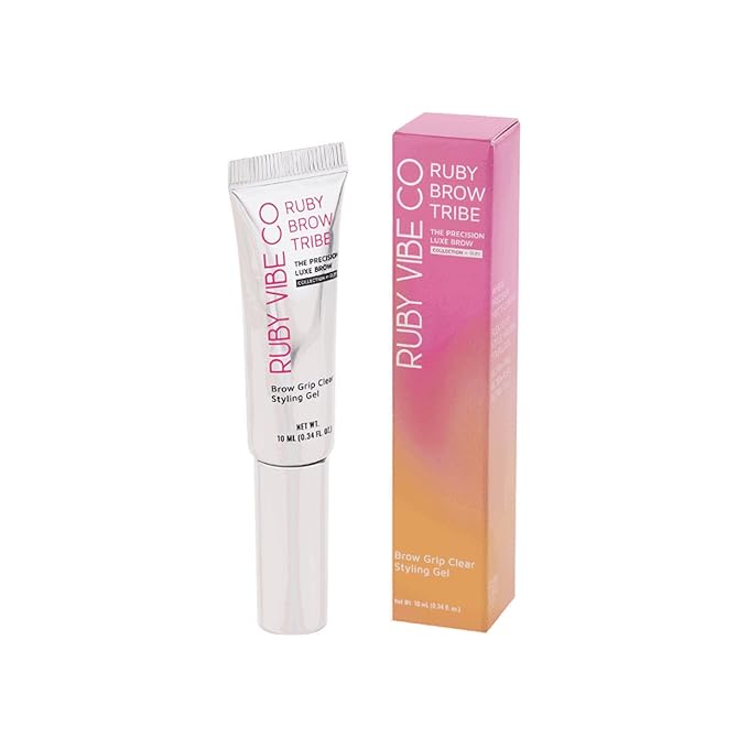 RUBY VIBE CO Brow Grip Clear Styling Gel, Lightweight Formula, Natural Finish, Long-Lasting Hold, Precision Applicator, Flake-Free, Water-Based, 0.34 Fl.oz (10ml)