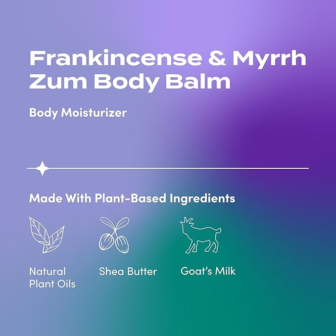 Zum Indigo Wild Body Balm - Body Moisturizer for Women & Men - Includes Goat's Milk, Shea Butter & More - Natural Skin Moisturizer - Frankincense & Myrrh - 2.5 oz