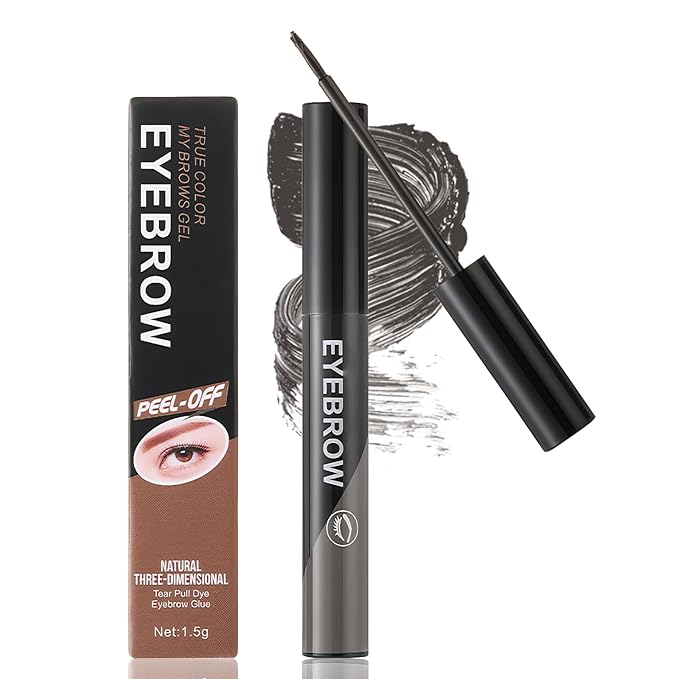 Eyebrow Gel - Peel-Off Eyebrow Tint, Waterproof Tattoo Cover Up Long-Lasting Peel Off Brow Gel For Natural & Defined Brows, Semi-Permanent Eyebrow Color Makeup For All-Day Wear(Gray)