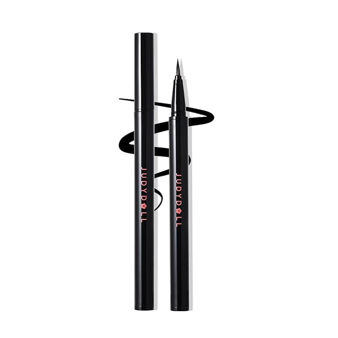 JUDYDOLL Intense Black Liquid Eyeliner - Black Liquid Liner, Waterproof, Smudge-proof, Long lasting, Easy Glide & Ultra-fine Brush Tip, Skip-free Lining, Ideal for Cat Eyes & Wings, Beginner Friendly