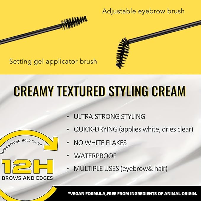 BINGBRUSH 2Pcs-Transparent Eyebrow Lamination Gel Clear Mascara, Shaping Makeup Gel,Waterproof, Transfer-proof, Brush to Fill in Eyebrows and Cover Gray Hairs - Cruelty Free