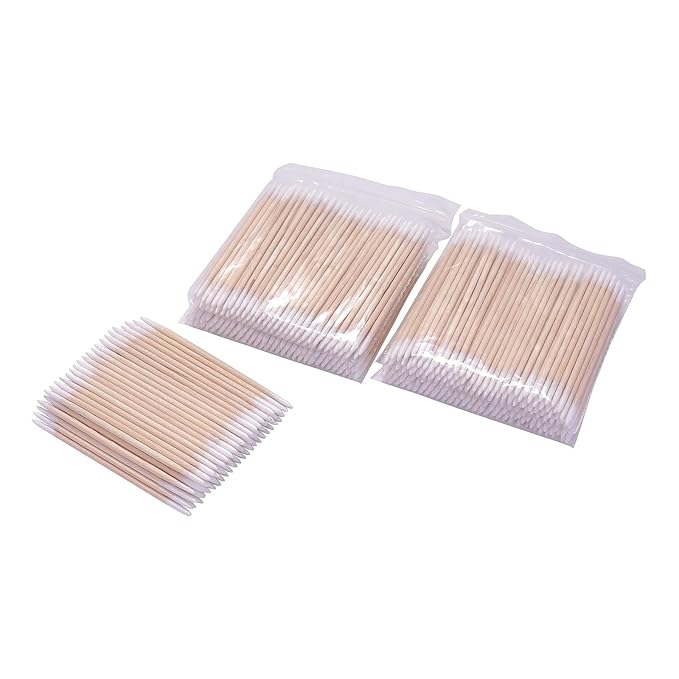 1000pcs Double Side Wood Cotton Swab Microbrush Eyelash Sticks Cleaning Swabs Nails Ear Toothpicks Cosmetic Eye Lash Glue Removing Tools (1000PCS)