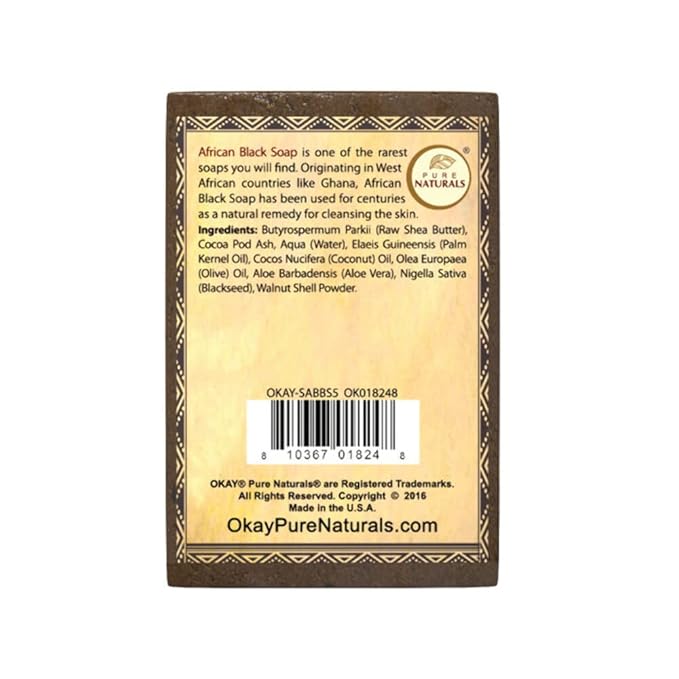 Okay | African Black Soap with Blackseed | For All Skin Types | Cleanses and Exfoliates | Nourishes and Heals | Free of Sulfate, Silicone & Paraben | 5.5 oz