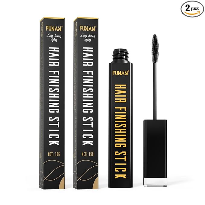 FUNAN 2pcs Hair Mascara for Flyaway Tamer, Hair Finishing Stick, Not-Greasy Hair Gel Stick and Gloss Enhancer
