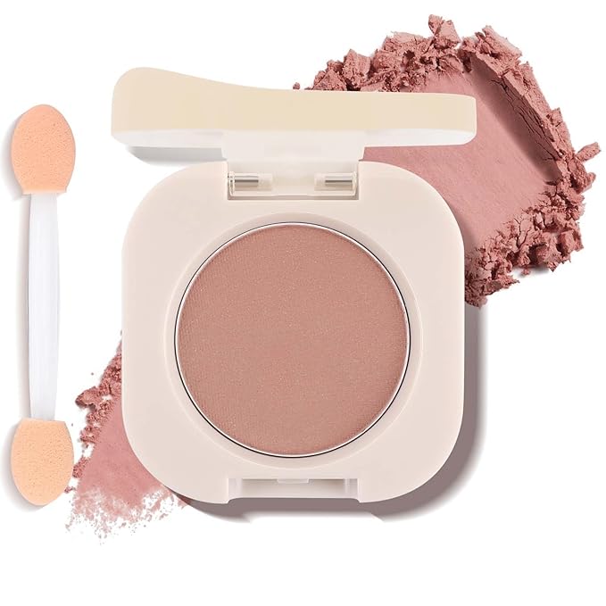 Mist Rose Eyeshadow with Brush, Single Matte Eye shadow Palette, Silky Fine Highly Pigmented, Lightweight & Ultra-Blendable Formula for Daily Natural Eye Makeup for Old Women (#03)