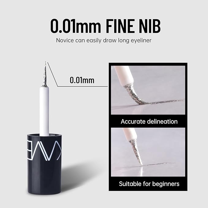 Glitter Liquid Eyeliner Colorful Set,5 Colors Metallic Shimmer White Black Silver Gold Grey Eyeliner Waterproof Long Lasting Sparkle Glitter Liquid Eyeshadow Dazzling Mother's Day Eye Makeup for Women
