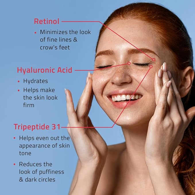 YEOUTH Retinol Eye Cream Anti Aging, Firming Under Eye Cream for Puffiness and Bags Under Eyes for Wrinkles and Dark Circles with Hyaluronic Acid and Tripeptides 1oz