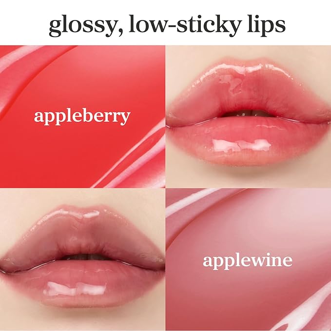 NOONI Korean Lip Oil Set - Appleberry & Applewine - Long-Lasting, Moisturizing, Revitalizing - Waterproof, No Peel Off, Stocking Stuffers (2EA, 0.12 fl oz)
