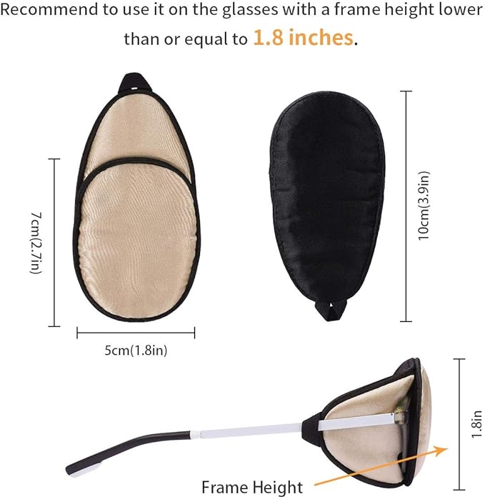 eZAKKA Eye Patches for Adults, Eye Patch for Glasses Silk Patch for Lazy Eye Amblyopia Strabismus and After Surgery (Brown+Black)