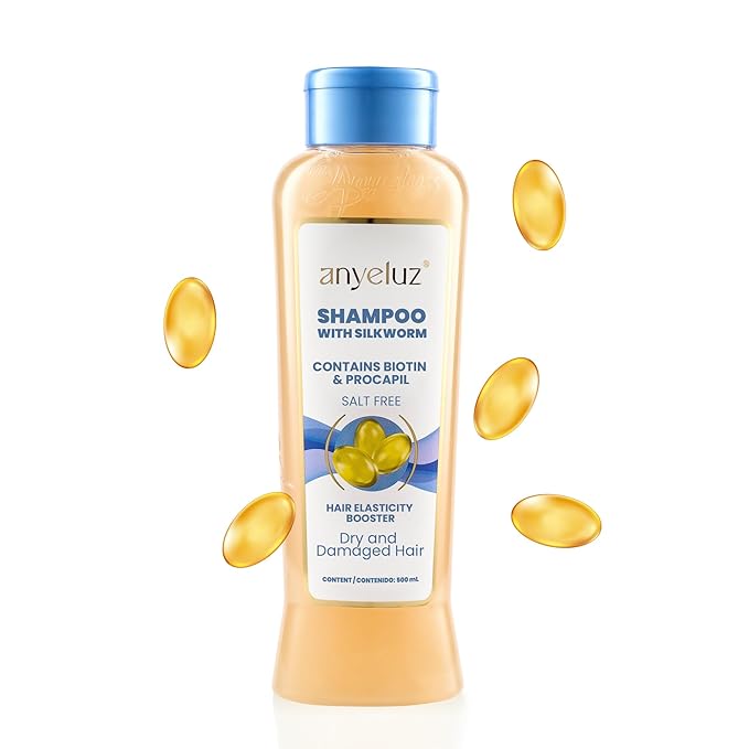 ANYELUZ Silkworm Shampoo, Nourishing Hair Cleanser, Enhances Elasticity, Softness & Shine, Protects Against Dehydration & Damage, Ideal for Dry & Damaged Hair