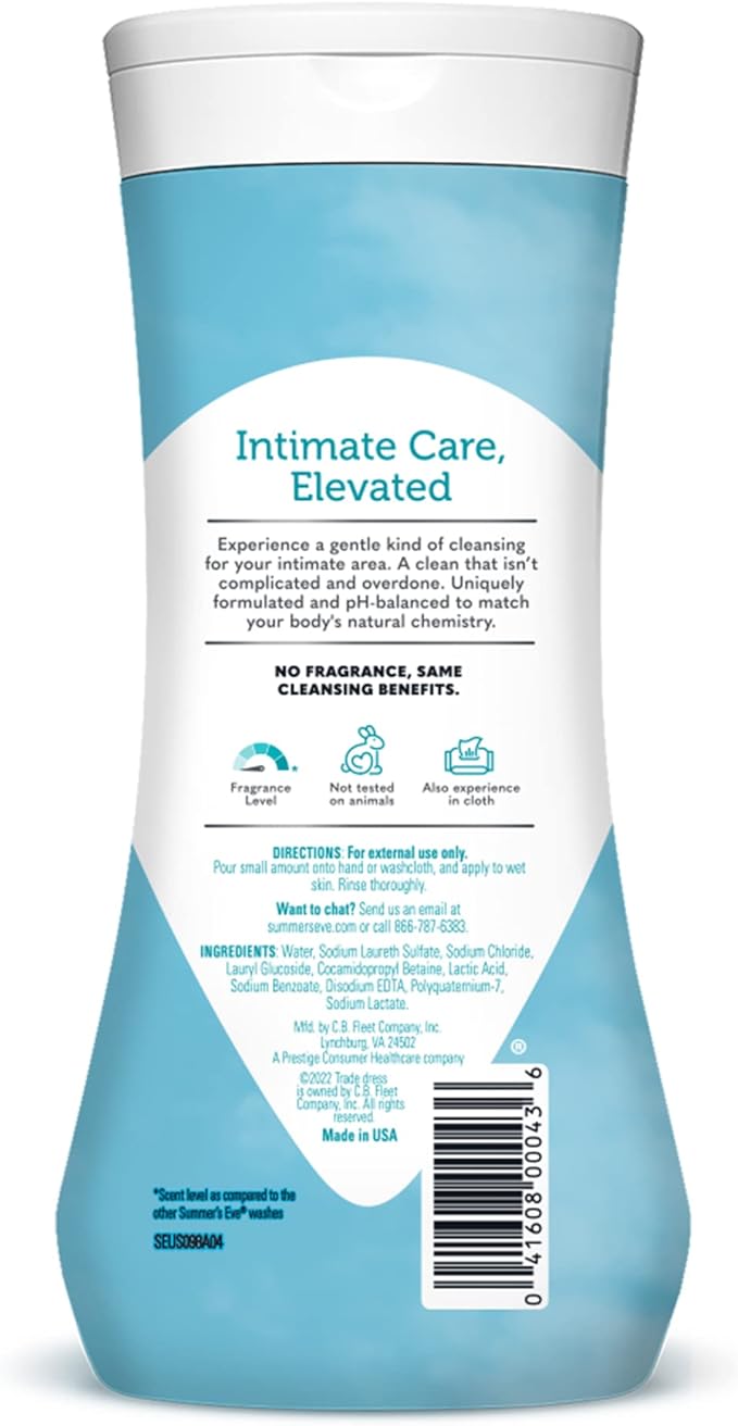 Summer's Eve Fragrance Free All-Over Feminine Wash, Gentle pH-Balanced Body Wash for Women, Removes Vaginal Odor, 15 Fl Oz, Pack of 3