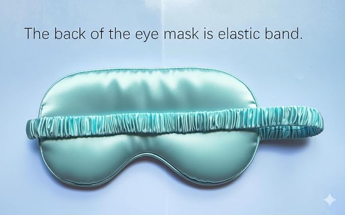 [1 Pack] QSYW Sleep Masks, Satin Eye Mask for Sleeping - Silky Eye Masks Bulk with Storage Bag & Elastic Strap, Light Blue
