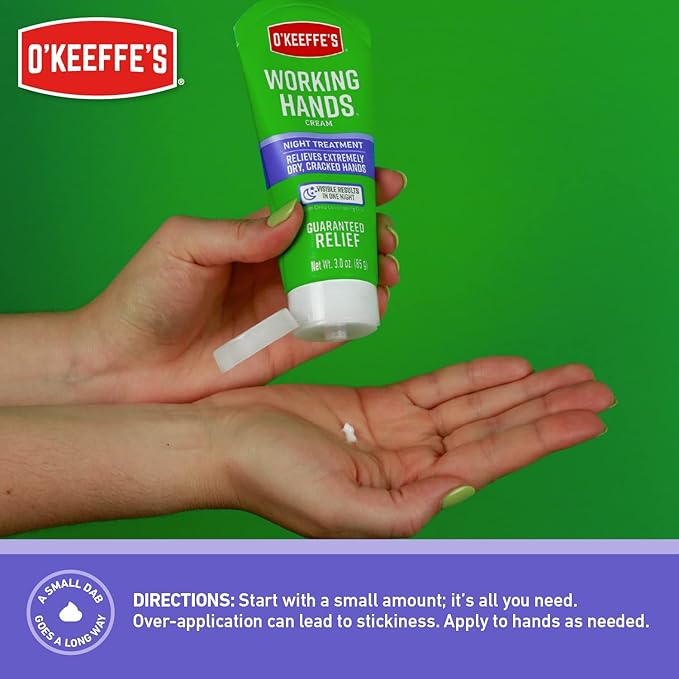 O'Keeffe's Working Hands Night Treatment Hand Cream; 3 oz Tube; (Pack of 5)