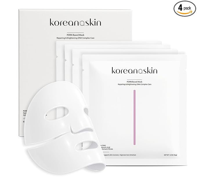 K-Beauty PDRN DNA Complex Hydrogel Sheet Mask – Korean Regenerative Salmon DNA & Multi-Weight Hyaluronic Acid for Anti-Aging, Firming, Brightening, Deep Hydration – Box of 4
