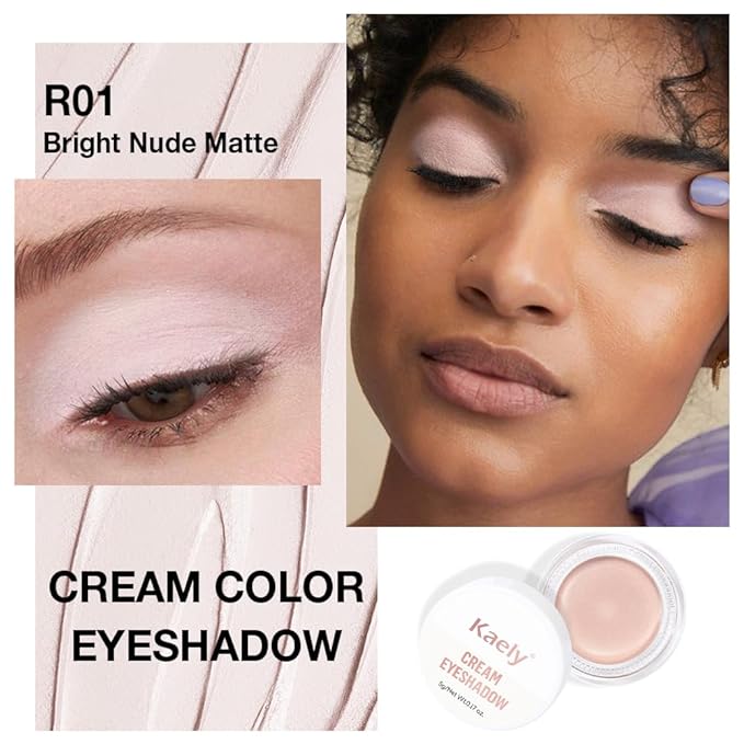 FeiCuiYun Single Cream Bright Nude Matte Eyeshadow Palette Makeup, Natural Single Mini Instant Holographic Eyeshadow For Women, Sombras Crema Para Ojos, Talc, Paraben & Cruelty Free, R01
