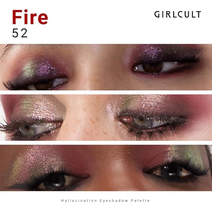 GIRLCULT 4-Color Eyeshadow Palette - Highly Pigmented Matte & Glitter Long-Lasting Eyeshadow Quad, Blendable Radiant Finish with Built-in Mirror for Precision Application #52