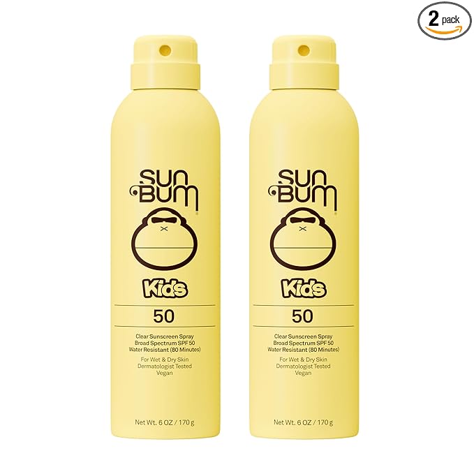 Sun Bum Kids SPF 50 Clear Sunscreen Spray | Wet or Dry Application | Hawaii 104 Act Compliant (Octinoxate & Oxybenzone Free) Broad Spectrum UVA/UVB Sunscreen | 6 oz (Pack of 2)