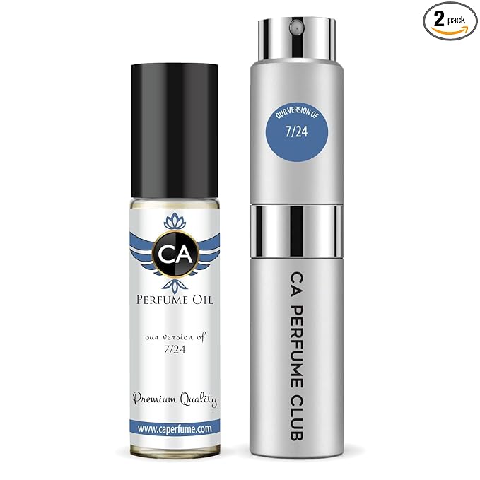 CA Perfume Duo Impression of 7/24 For Women And Men Perfume Layering Set Long Lasting Travel Size EDP + Body Oil Roll-On Bottle 0.27 Fl Oz+0.33 Fl Oz