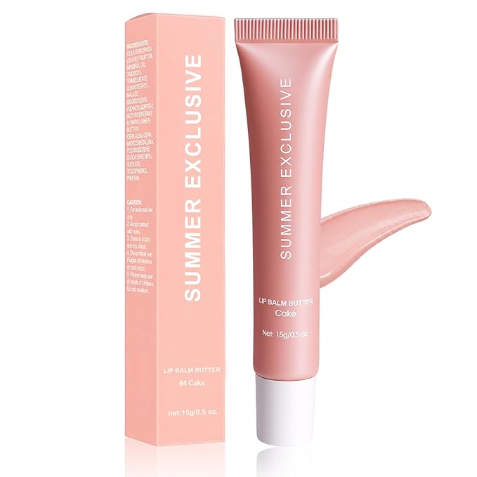 Summer Butter Tinted Lip Balm, Moisturizing and Hydrating, Natural Glow Non-Sticky Transfer-Proof, Nourishing for Dry Lips, Lip Care with ultra-smooth formula for Women (#Cake, 1Pcs)