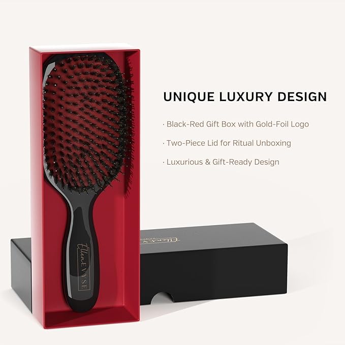 Boar Bristle Hair Brush, Nylon Pins and Soft Boar Bristles for Smoothing, Detangling, Reducing Breakage and Enhancing Shine, Hairbrush for Women,Men