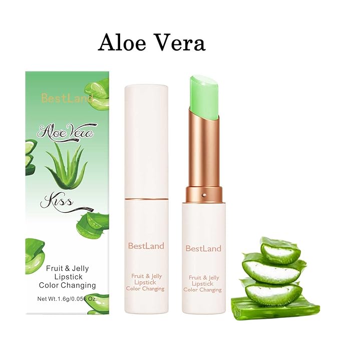 BestLand 6 Pcs/Set Peach Aloe Vera Strawberry Blueberry Avocado Grape Jelly Lipstick Set Temperature Change Moisturizer flower Lip Stick Long Lasting Nutritious Lip Balm Magic Color Change Lip Gloss