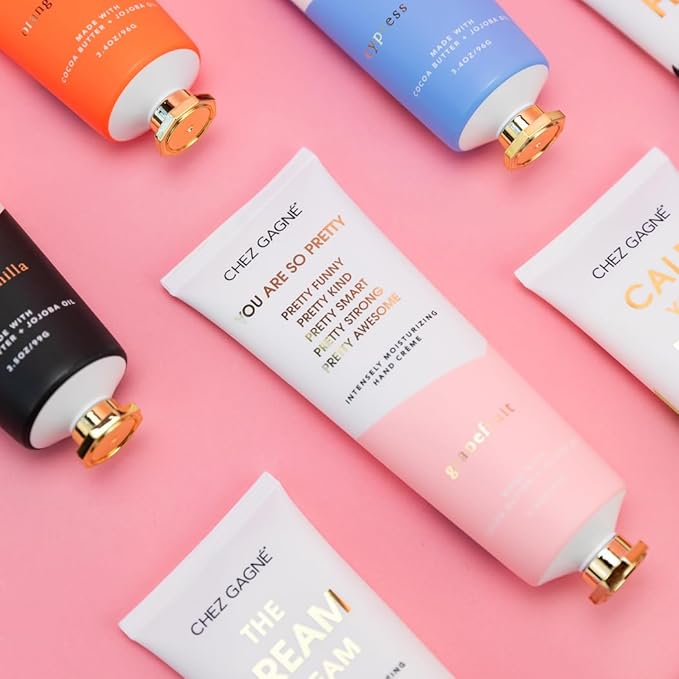 Chez Gagné Vegan Hand Cream for Dry Hands - You Are So Pretty - Grapefruit 3.4oz Non-Greasy Moisturizing Lotion - Made in California - Paraben, Sulfate & Phthalate Free - Mother's Day - Gift for Mom