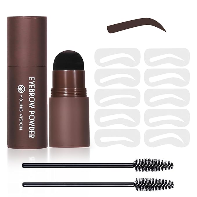 YOUNG VISION Eyebrow Stamp Color Set, Eyebrow Colors Shaping Kit, Long-Lasting Eyebrow Pomade for Women Girl, Cruelty-Free plantillas para la cejas (dark brown)