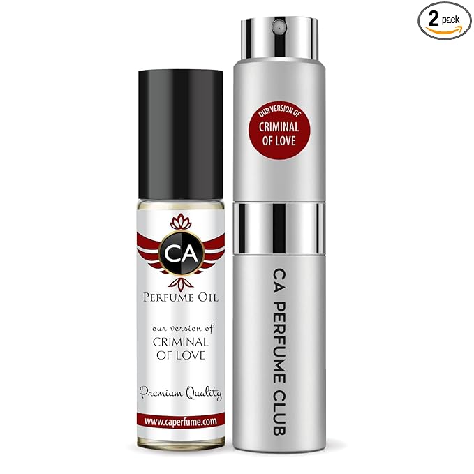 CA Perfume Duo Impression of Criminal Of Love For Women And Men Perfume Layering Set Long Lasting Travel Size EDP + Body Oil Roll-On Bottle 0.27 Fl Oz+0.33 Fl Oz