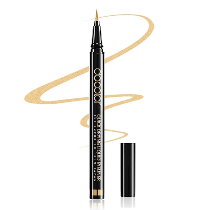 docolor Gold Liquid Eyeliner Waterproof – Long-Lasting Shimmer Gold Eye Liner Pen with Precision Brush Tip, Smudge-Proof & Fade-Resistant Eye Makeup Tool