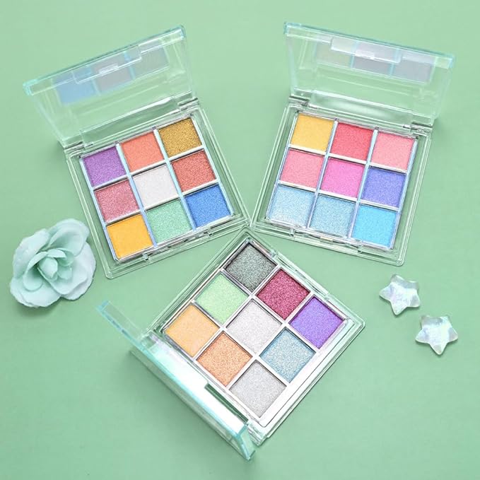 AMY'S DIARY 9-Color Shimmer Eyeshadow Palette with Purple, Pink, Gold, White & More - Perfect for Day & Night Makeup,waterproof&long lasting(02#)