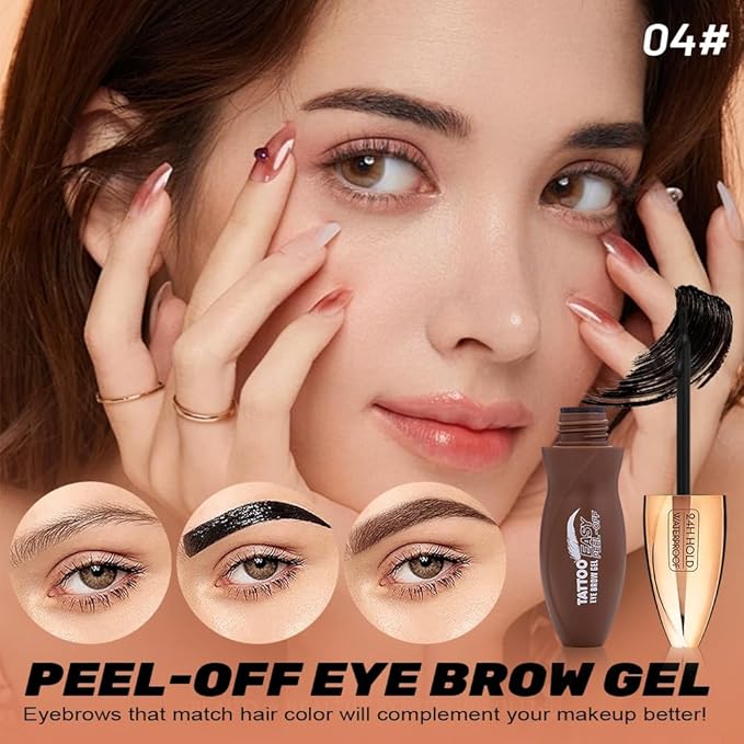 Peel Off Eyebrow Gel for Women, Fuller & Defined Looking Brows, Brown Espresso Taupe Auburn Chocolate, 5 Days Long-Lasting Waterproof Sweatproof, Gift for All Skin Types (04-Chocolate)