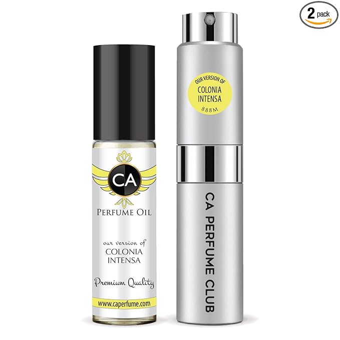 CA Perfume Duo Impression of Colonia Intensa For Men Perfume Layering Set Mens Cologne Long Lasting Travel Size EDP + Body Oil Roll-On Bottle 0.27 Fl Oz+0.33 Fl Oz
