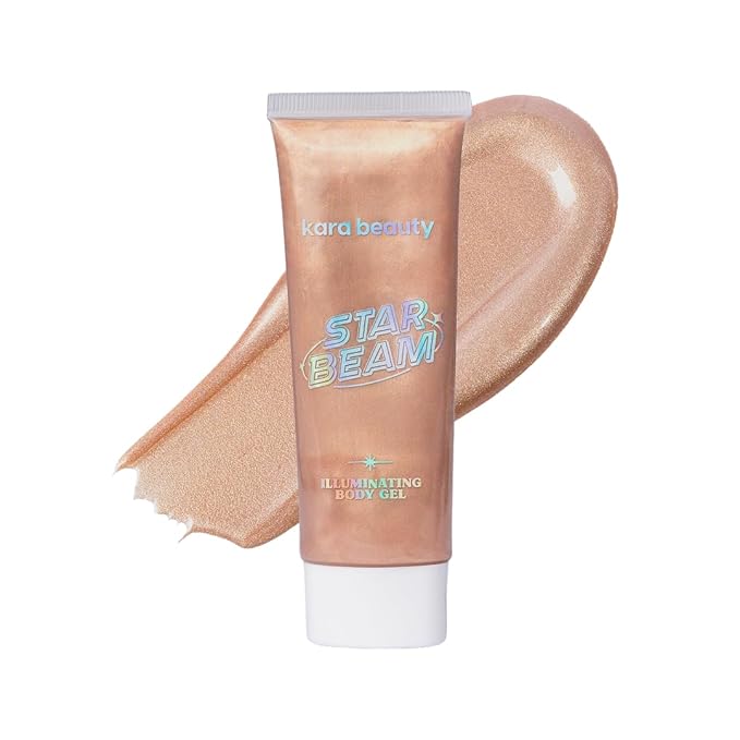 Kara Beauty STARBEAM Illuminating Body Gel with Argan Oil, Lightweight Non Sticky Body Shimmer and Glitter Gel for Radiant Glow, Buildable Makeup for Festivals Raves Beach and Pool Moonbeam