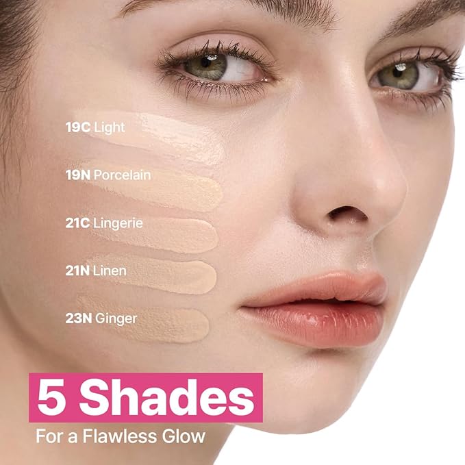 CLIO Kill Cover Mesh Glow Essential Cushion Foundation, Buildable Ultra-Fit Coverage with Glow Finish, Long-Lasting Hydration, Flawless Natural Cover for Radiant Skin, Korean Foundation (21C LINGERIE)