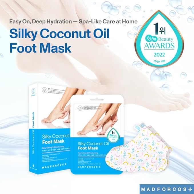 Moisturizing Foot Mask Socks Silky Coconut Oil Booties for Dry, Cracked Feet & Heels | 5 Pairs