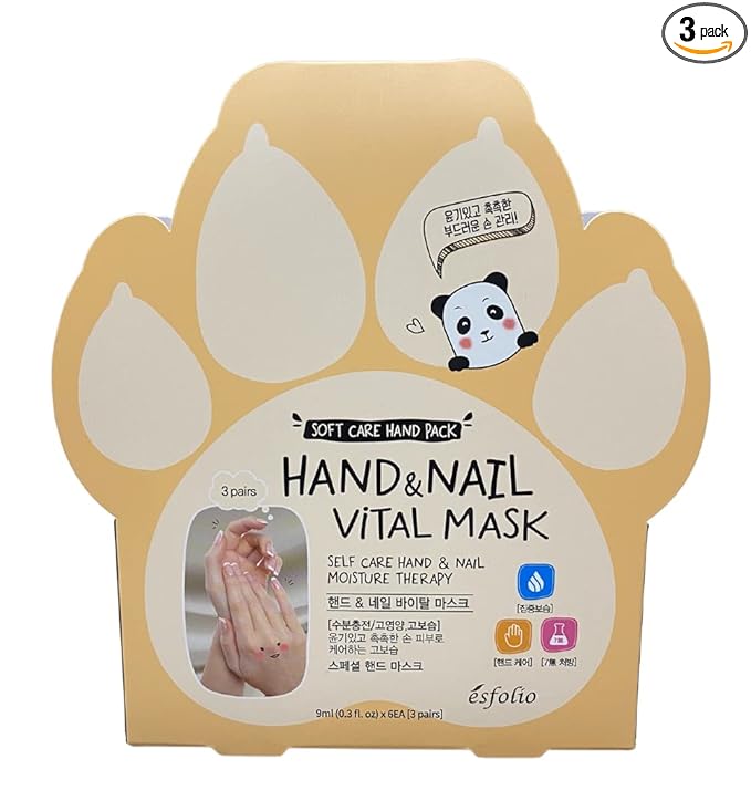 Esfolio Hand & Nail Vital Mask 3 Pairs Moisturizing Hand Care Gloves Nourishing Skin Comfort Support Softening Conditioning Care Korean Skincare Inspired Hand Treatment Mask