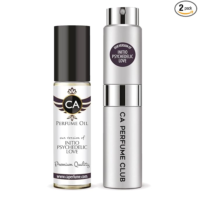 CA Perfume Duo Impression of Psychedelic Love For Women And Men Perfume Layering Set Long Lasting Travel Size EDP + Body Oil Roll-On Bottle 0.27 Fl Oz+0.33 Fl Oz