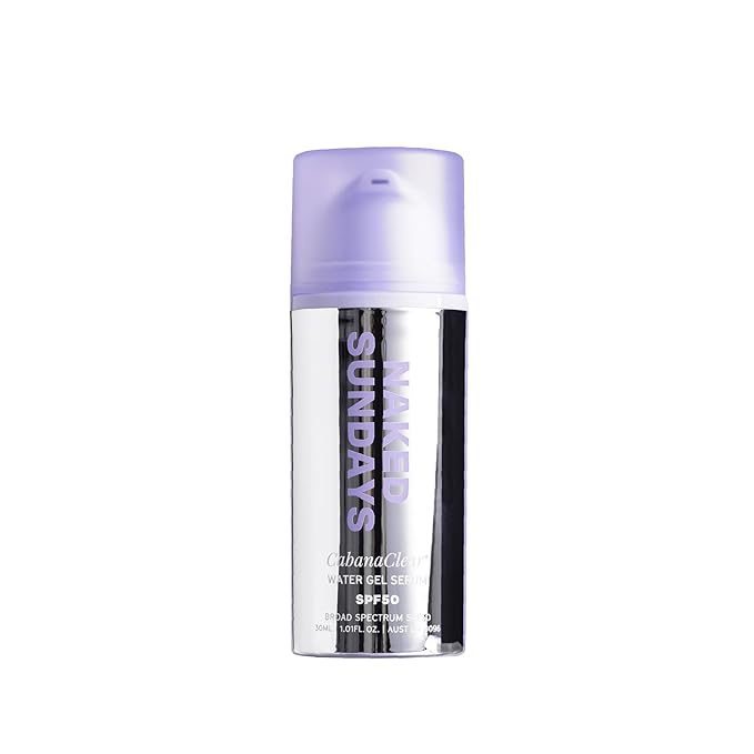Naked Sundays CabanaClear SPF 50 Face Sunscreen Serum - Invisible Water Gel, Hyaluronic Acid, Broad Spectrum UVA/UVB, Hydrating, Silicone-Free, Fragrance-Free, All Skin Types, No White Cast - 30ml