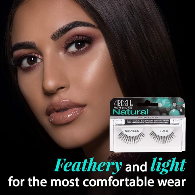 Ardell Natural Lashes False Eyelashes Scanties - Black, Lightweight, Reusable, Soft Lash Extensions for Everyday Wear, 4 Pack