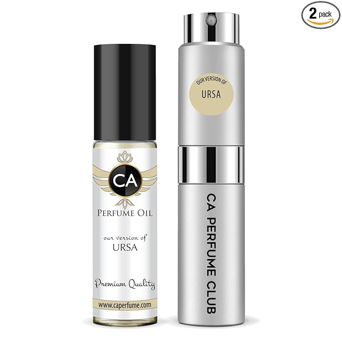 CA Perfume Duo Impression of Ursa For Women And Men Perfume Layering Set Long Lasting Travel Size EDP + Body Oil Roll-On Bottle 0.27 Fl Oz+0.33 Fl Oz