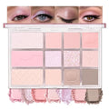 SUAKE Nude Pink Eyeshadow Palette, Matte & Shimmer, High Pigmented 12 Colors Brown Purple Eye Shadow Primers for Eye Makeup, Korean Powder Palet de sombras de ojos (03# Ice Cream)
