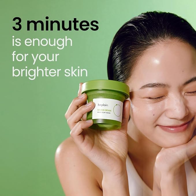 beplain Mung Bean Pore Clay mask | Blackhead Removal | Pore Cleansing Wash Off Pack | Korean Mud Mask (4.05 fl oz /120ml)