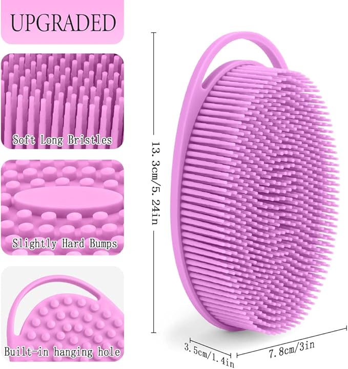 PQRUU 3 Pack Silicone Body Scrubbers for Use in Shower, Exfoliating Body Scrubber Fit for All Kinds of Skin, Soft Silicone Loofah,Bath Scrubbers Rapid Foaming,Blue,Green,Purple