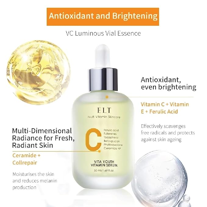ELT Vita Youth Vitamin C Serum 1.69fl.oz.(50ml) Ultra Hydration Serum Korean Glass Skin Korean Skincare (Pack of 2) Eltcosmetics