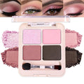 CAKAILA Pink Brown 4Colors Eyeshadow Makeup Palette with Brush Mirror,Natural Neutral Powde Eye Shadow Palettes for Older Women,Long Lasting Naturing-Looking,Lightweight Eye Makeup Kit Travel Size