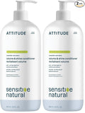 ATTITUDE Hair Conditioner for Sensitive Dry Scalp,Soothing Oat,Naturally Derived Ingredients,Dermatologically Tested,Vegan Detangler,Extra Gentle,Unscented,32 Fl Oz,(Pack of 2)