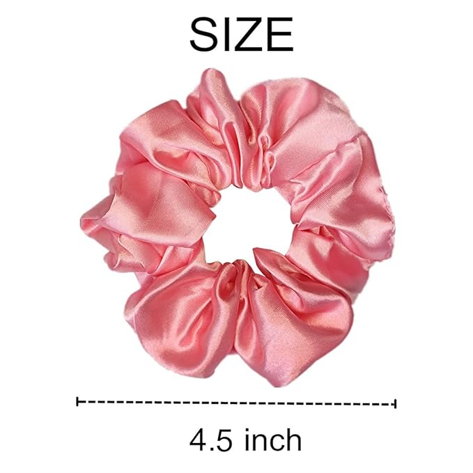Sufermoe 6 Pcs Satin Silk Hair Scrunchies, Soft Hair Ties for Women and Girls, 4.5 Inch Hair Bands and Accessories in Assorted Red and Pink